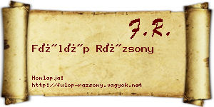 Fülöp Rázsony névjegykártya